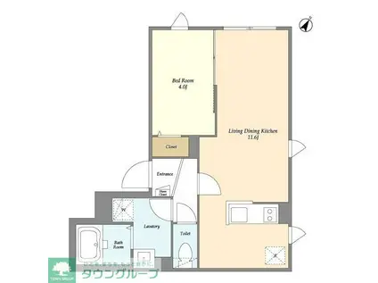 タスキSMART新大塚II(1LDK/2階)の間取り写真