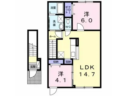 プリモ ピアット(2LDK/2階)の間取り写真