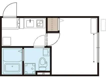 DEN鋼管通学生・社会人にオススメ初期費用分割払(1K/1階)の間取り写真