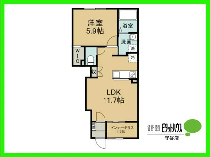 \/HILLS 2210(1LDK/1階)の間取り写真