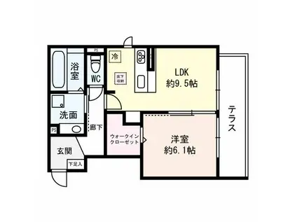 FREUDE(1LDK/2階)の間取り写真