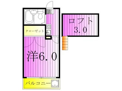 Kハイム(1K/2階)の間取り写真