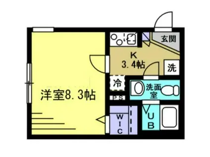 RAPA船橋(1K/2階)の間取り写真