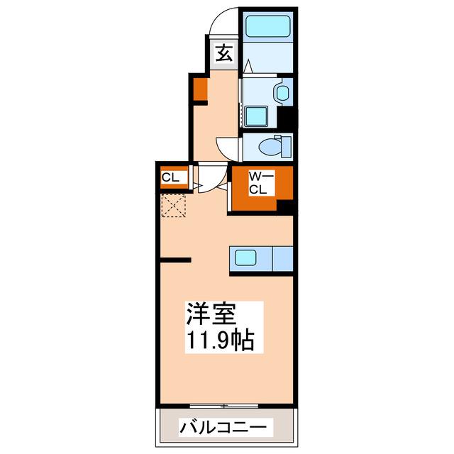 グルーム上南部(ワンルーム/1階)の間取り写真