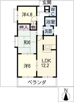 ルミエール・COBA(3LDK/1階)の間取り写真