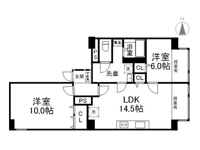 阪急京都線 京都河原町駅 徒歩6分 6階建 築37年(2LDK/3階)の間取り写真