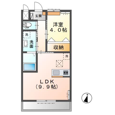 高尾崎 NEW TOWN LA・TERRE J(1LDK/1階)の間取り写真