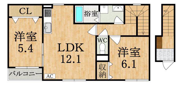 ロータス(2LDK/2階)の間取り写真