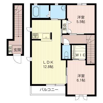 レジデンスユーロフィアット(2LDK/2階)の間取り写真
