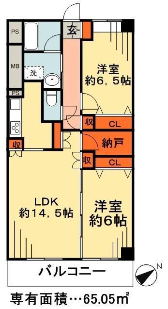 パークレジデンス市川(2LDK/2階)の間取り写真