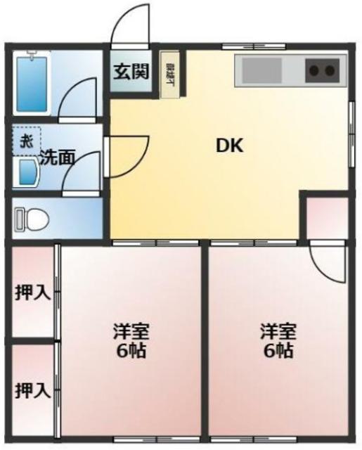 ポイントスクエア小泉(2DK/1階)の間取り写真
