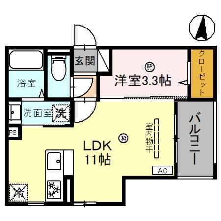 D-LUCE黒田-イースト(1LDK/2階)の間取り写真