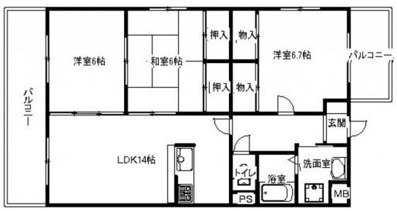 ベルメゾン(3LDK/3階)の間取り写真
