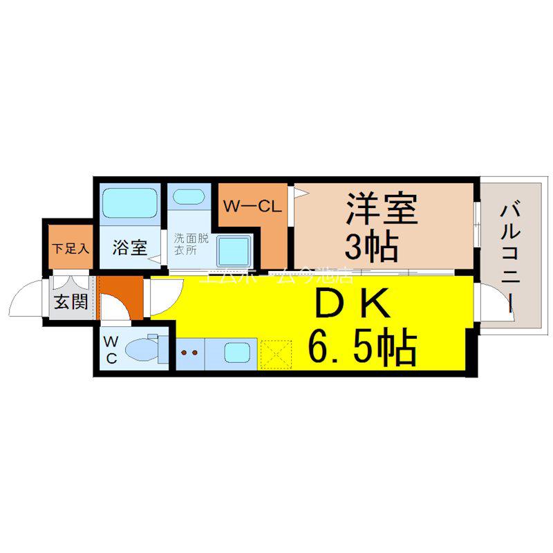 エステムコート名古屋鶴舞IIレアーヴ(1DK/2階)の間取り写真
