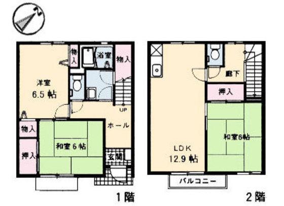 プレシオ海田(3LDK/1階)の間取り写真