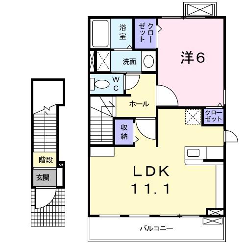 フランヒル(1LDK/2階)の間取り写真