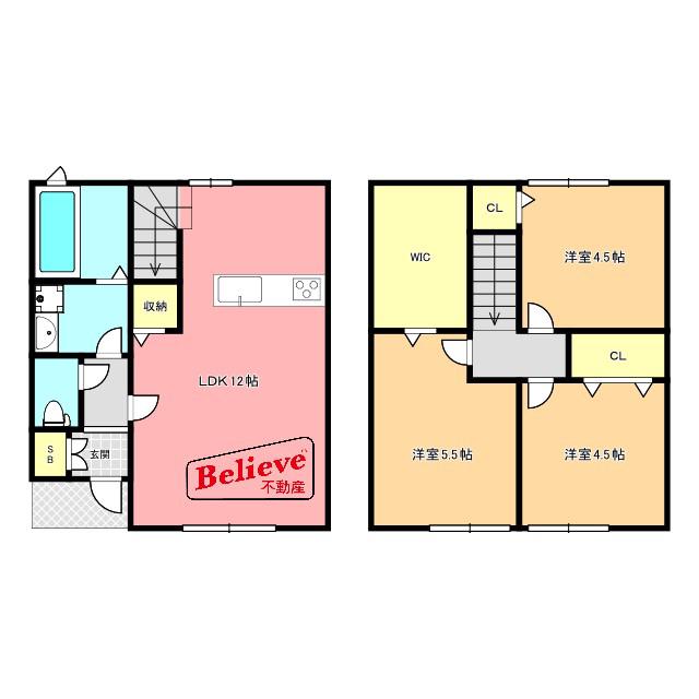 MAISON BLANCHE(3LDK/1階)の間取り写真