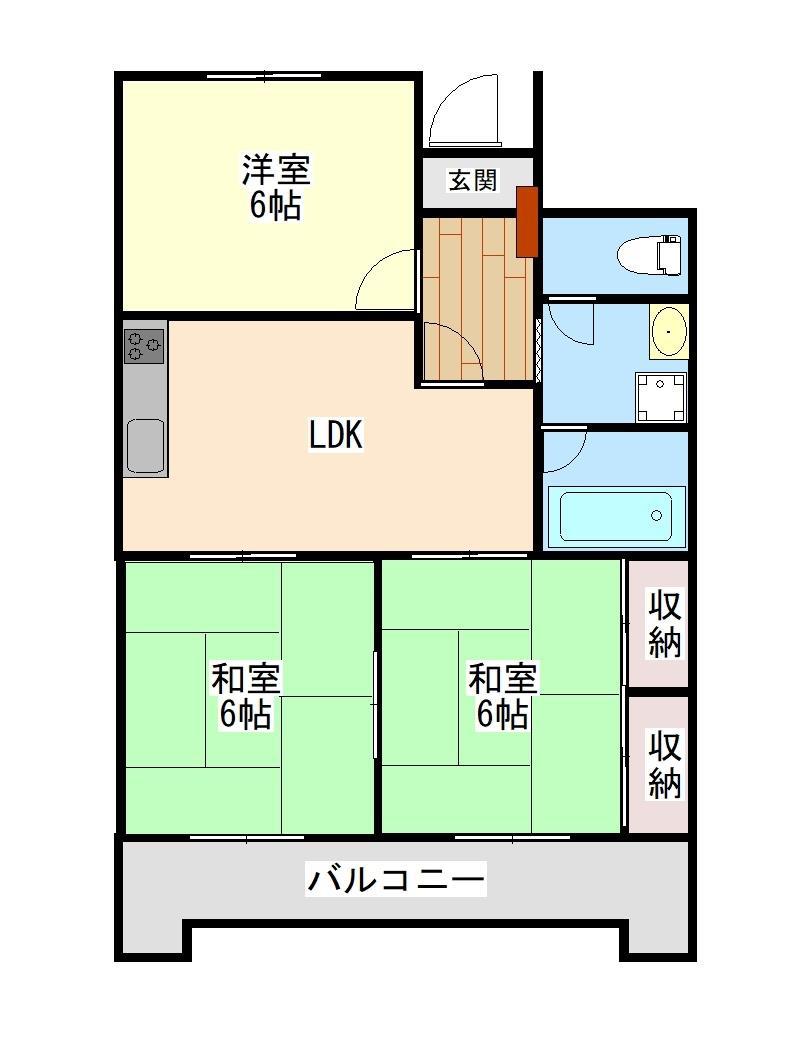 第一グリーンハイツ松縄(2LDK/2階)の間取り写真