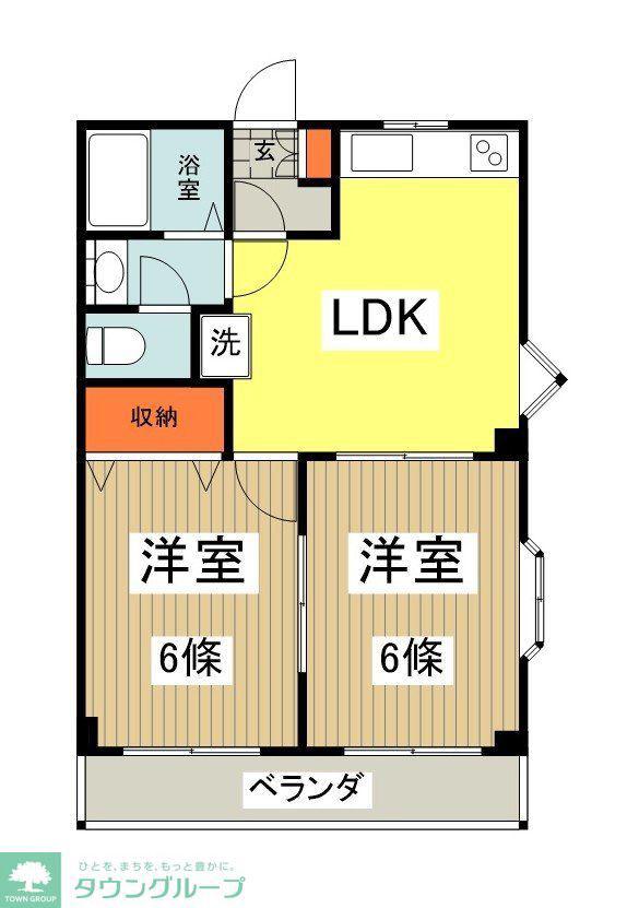 博栄ビル(2LDK/3階)の間取り写真