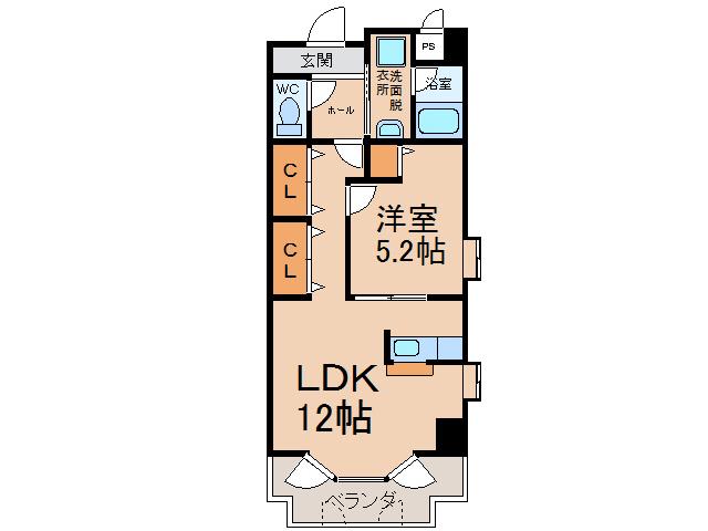 名鉄小牧線 小牧駅 徒歩5分 9階建 築25年(1LDK/9階)の間取り写真