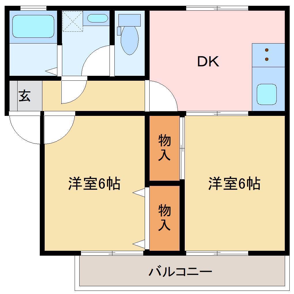 エーデルハイムエヒメ(2DK/1階)の間取り写真