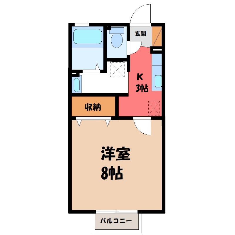 グランドソレイユ(1K/2階)の間取り写真