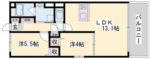 OAFLAT上野田(2LDK/2階)の間取り写真