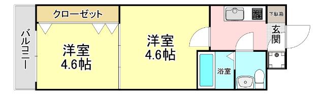 NO.47 PROJECT2100小倉駅(2K/14階)の間取り写真