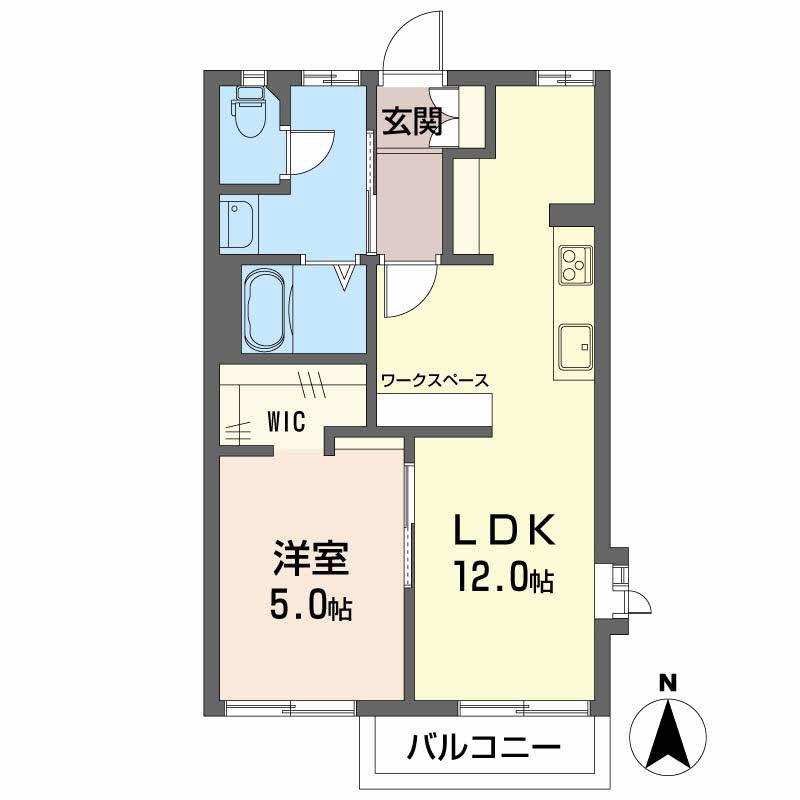 フレグランスアップルN棟(1LDK/1階)の間取り写真