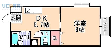 ハイツ大与(1DK/1階)の間取り写真