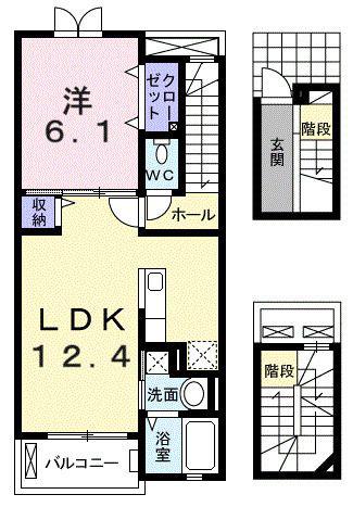 ネオサニーNTA(1LDK/3階)の間取り写真