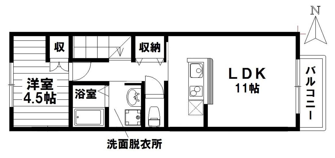 ハウス北原(1LDK/2階)の間取り写真