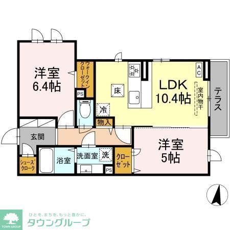 クオーレ A棟(2LDK/1階)の間取り写真