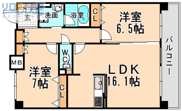 KDX宝塚レジデンス(2LDK/10階)の間取り写真