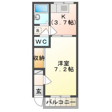 セピックブルー(1K/2階)の間取り写真
