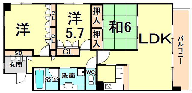 エレガンス甲子園(3LDK/3階)の間取り写真