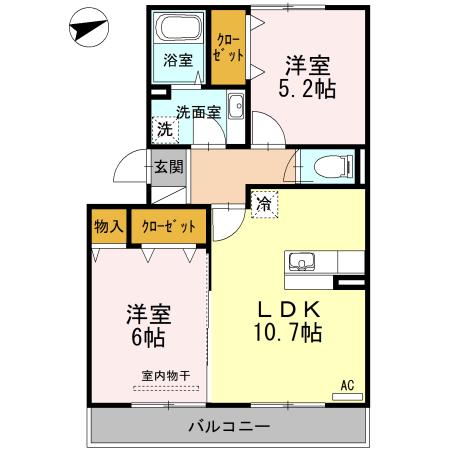 ボナール(2LDK/3階)の間取り写真