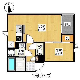 REGALEST FEMA(1LDK/3階)の間取り写真