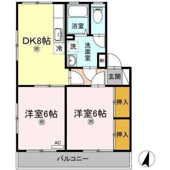 レコルト福田II(2DK/3階)の間取り写真