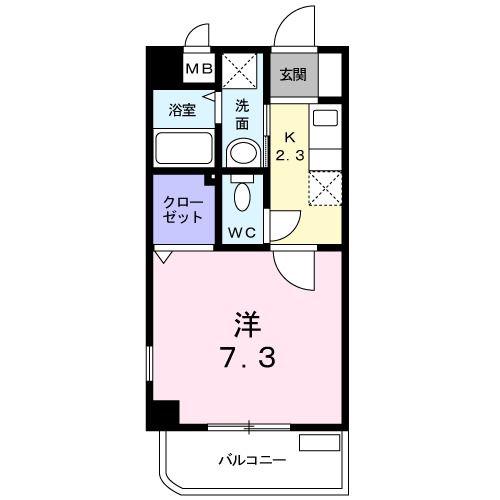アルテール幸神II(1K/3階)の間取り写真