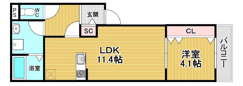 REGALO野里IV番館(1LDK/1階)の間取り写真