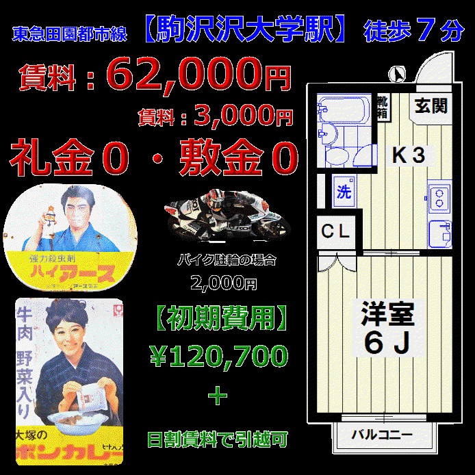セルテア駒沢(1K/1階)の間取り写真
