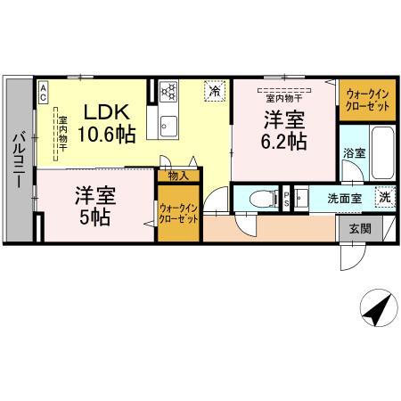レヴリ広野(2LDK/3階)の間取り写真
