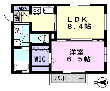 スカイハイツ(1LDK/2階)の間取り写真