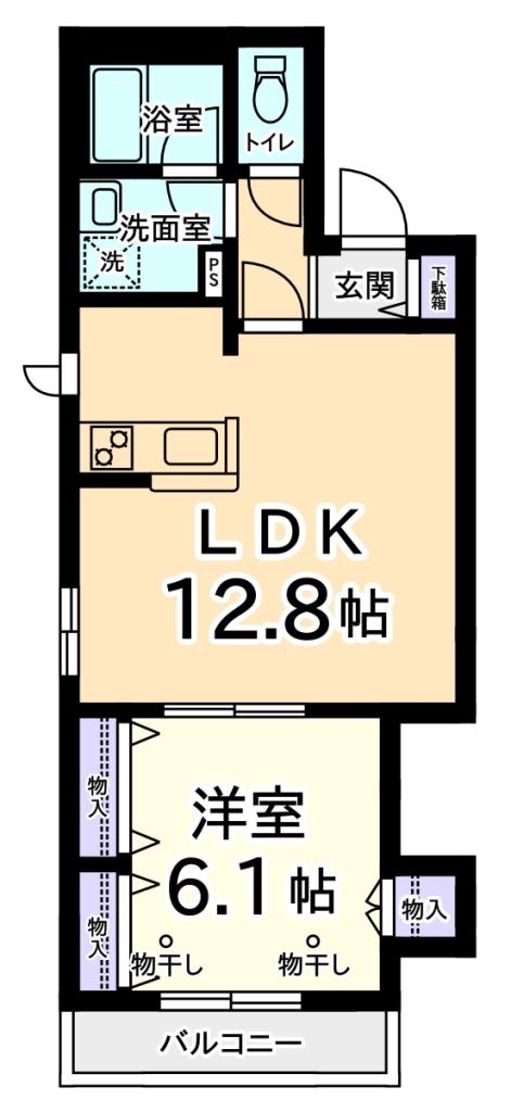 LUNA PIENA(1LDK/2階)の間取り写真
