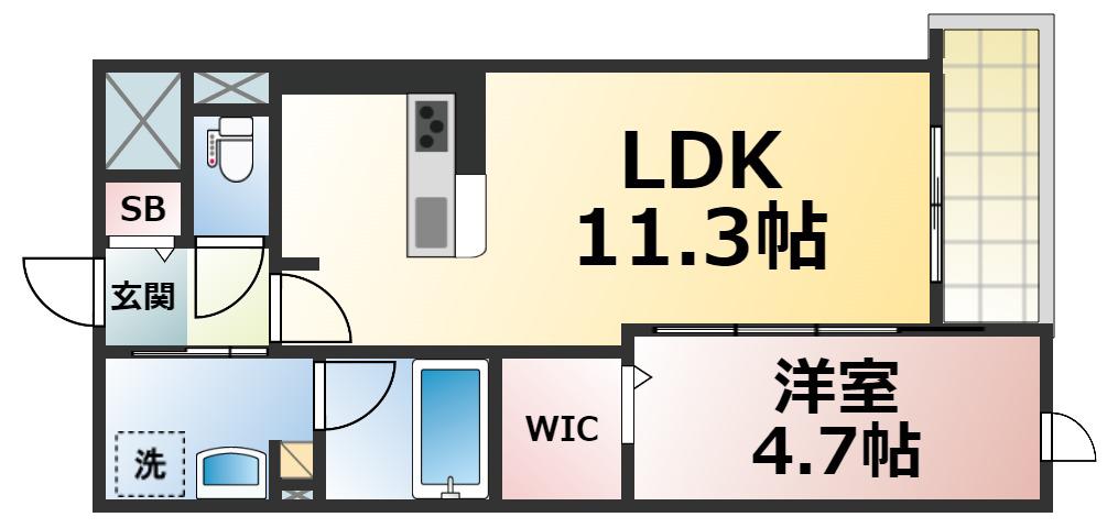 ビオトープ味原町(1LDK/4階)の間取り写真