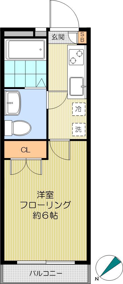 エヌエフ喜久井町(1K/2階)の間取り写真