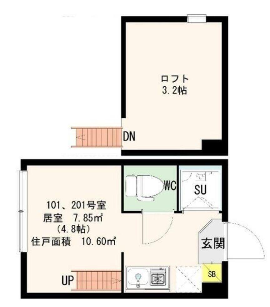 アーバンクレスト(ワンルーム/2階)の間取り写真