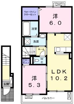ルーデンスB(2LDK/2階)の間取り写真