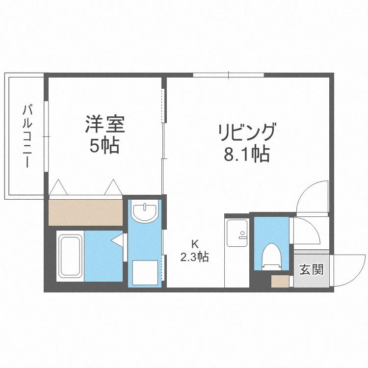 スリーナインXY(1LDK/2階)の間取り写真